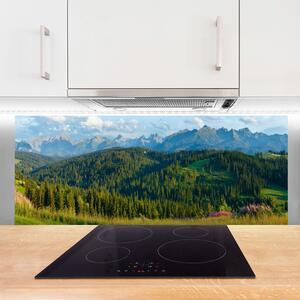 Sklenený obklad Do kuchyne Hora les príroda 125x50 cm