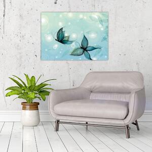 Obraz - Modré motýliky (70x50 cm)