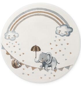 Koberec Villeroy & Boch BOHO KIDS Walk like an Elephant Rainbow krémový kruh