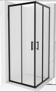 Mexen Rio, štvorcový sprchovací kút s posuvnými dverami 80(dvere) x 80(dvere) x 190 cm, 6mm sklo námraza, čierny profil, 860-080-080-70-30