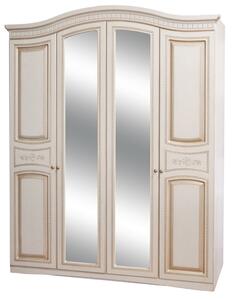 NIKA šatníková skriňa 4D, biele drevo/patina