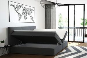 Čalúnená manželská posteľ s úložným priestorom 180x200 BASTIEN - sivá