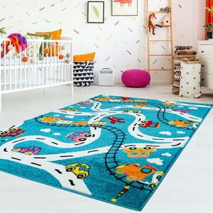 Dekorstudio Modrý detský koberec MODA Kids - Cesta Rozmer koberca: 80x150cm