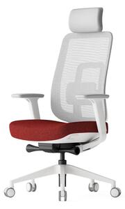 Kancelárska ergonomická stolička K42 White — sieť, látka, biela / viac farieb Červená