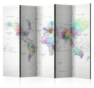 Artgeist Paraván - Room divider – White-colorful world map