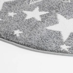 Dekorstudio Okrúhly detský koberec BEAUTY sivé hviezdy Priemer koberca: 160cm