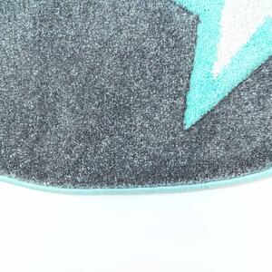 Dekorstudio Okrúhly detský koberec BEAUTY Mentolovo sivé hviezdy Priemer koberca: 120cm