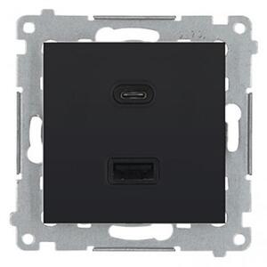 Zásuvka USB + USB-C dvojitá Quick Charge 30W Simon 54 čierna