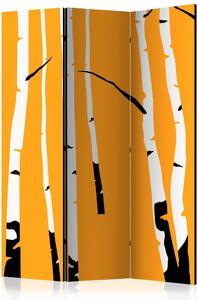 Artgeist Paraván - Birches on the orange background [Room Dividers]