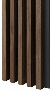 Akustický panel, podklad MDF doska, široká lamela, orech, 30x275 cm