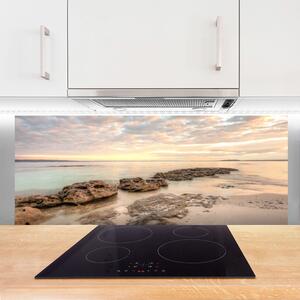 Sklenený obklad Do kuchyne More kamene krajina 125x50 cm