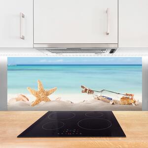 Sklenený obklad Do kuchyne Hviezdice mušle pláž 125x50 cm