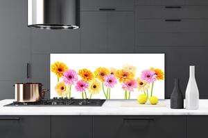 Sklenený obklad Do kuchyne Farebné kvety gerbery 125x50 cm