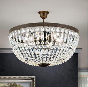 Orion DL 7-542/6-Krišt. luster na tyči ARILA 6xE27/60W/230V pr.60 cm hnedá/patina
