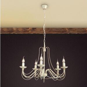 Orion LU 1531/5 - Luster na reťazi VELA 5xE14/40W/230V pr.60 cm biela/zlatá/patina