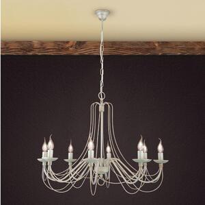 Orion LU 1531/8 - Luster na reťazi VELA 8xE14/40W/230V pr.80 cm biela/zlatá/patina