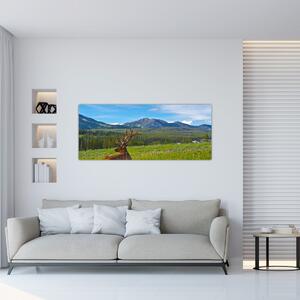Obraz - Jeleň v lúke (120x50 cm)