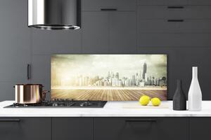 Sklenený obklad Do kuchyne Mesto new york paneláky 125x50 cm