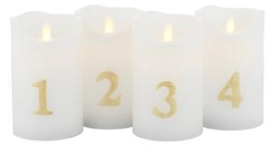 LED sviečka Sara Advent 4 ks 12,5 cm biela/zlatá
