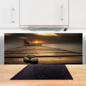 Sklenený obklad Do kuchyne More mólo západ slnka 125x50 cm