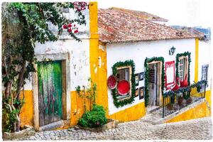 DIMEX | Vliesové fototapety na stenu Staré Mesto Obidos MS-5-0704 | 375 x 250 cm | biela, žltá, šedá