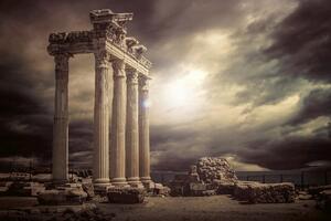 DIMEX | Vliesové fototapety na stenu Chrám Apollon MS-5-1136 | 375 x 250 cm | béžová, šedá