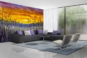 Samolepiaca vliesová fototapeta Maľba - Trávnatá lúka 375 x 250 cm