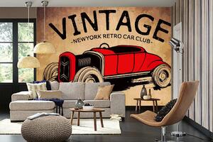 Samolepiaca vliesová fototapeta Vintage automobilový plagát 375 x 250 cm