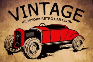 DIMEX | Vliesové fototapety na stenu Vintage automobilový plagát MS-5-2211 | 375 x 250 cm | červená, čierna, hnedá