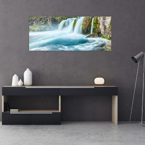 Obraz - Skaly s vodopádmi (120x50 cm)
