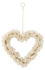 Závesná dekorácia Heart White Beads