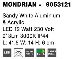 Moderné nástenné svietidlo Mondrian 42 biele – Biela