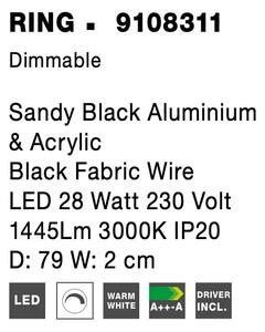 LED nástenné svietidlo Ring 28W 79 zlaté – Čierna