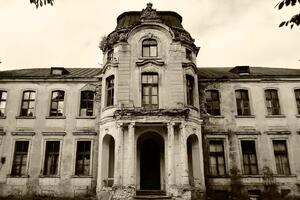 DIMEX | Vliesové fototapety na stenu Palác v Bielorusku MS-5-1025 | 375 x 250 cm | biela, čierna, šedá