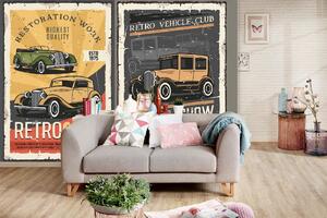 Samolepiaca vliesová fototapeta Kolekcia plagátov s automobilmi 375 x 250 cm