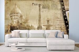 Samolepiaca vliesová fototapeta Retro parížska pohľadnica 375 x 250 cm