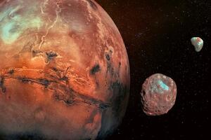 DIMEX | Vliesové fototapety na stenu Planéta Mars MS-5-2292 | 375 x 250 cm | červená, čierna, oranžová