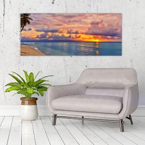 Obraz - Západ slnka na pláži (120x50 cm)