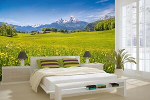 Samolepiaca vliesová fototapeta Idylický pohľad na Alpy 375 x 250 cm