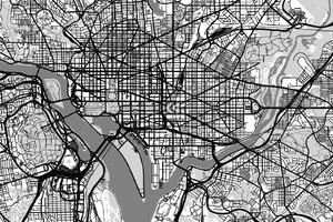 DIMEX | Vliesové fototapety na stenu Mapa Washingtonu D.C. MS-5-1522 | 375 x 250 cm | biela, čierna