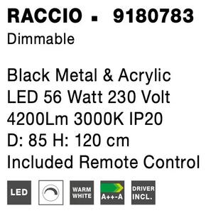 LED luster Raccio 85 čierne s diaľkovým ovládaním – Čierna