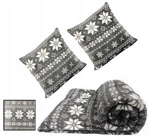 Vianočná sada Nordico - Deka + 2 obliečky na vankúše - tmavo siva