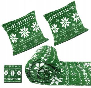 Vianočná sada Nordico - Deka + 2 obliečky na vankúše - zelená