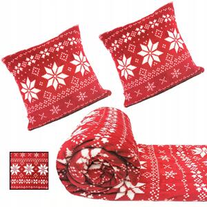 Vianočná sada Nordico - Deka + 2 obliečky na vankúše - červená