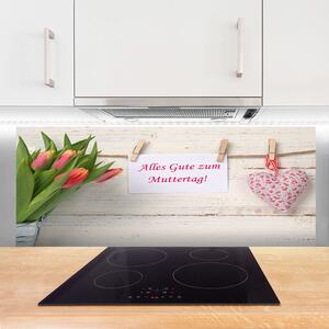 Sklenený obklad Do kuchyne Tulipány srdce umenie 125x50 cm