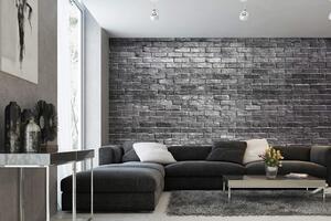 Samolepiaca vliesová fototapeta Šedý tehlový obklad 375 x 250 cm