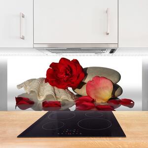 Sklenený obklad Do kuchyne Ruže plátky mŕtva príroda 125x50 cm