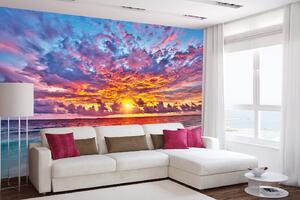 Samolepiaca vliesová fototapeta Farebný západ slnka 375 x 250 cm