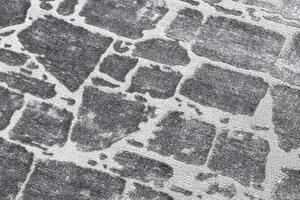 Moderný MEFE koberec okrúhly 6184 Dlažba tehla - Štrukturálny, dve vrstvy rúna tmavosivá