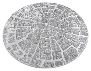 Moderný MEFE koberec okrúhly 6185 Peň stromu - Štrukturálny, dve vrstvy rúna sivá